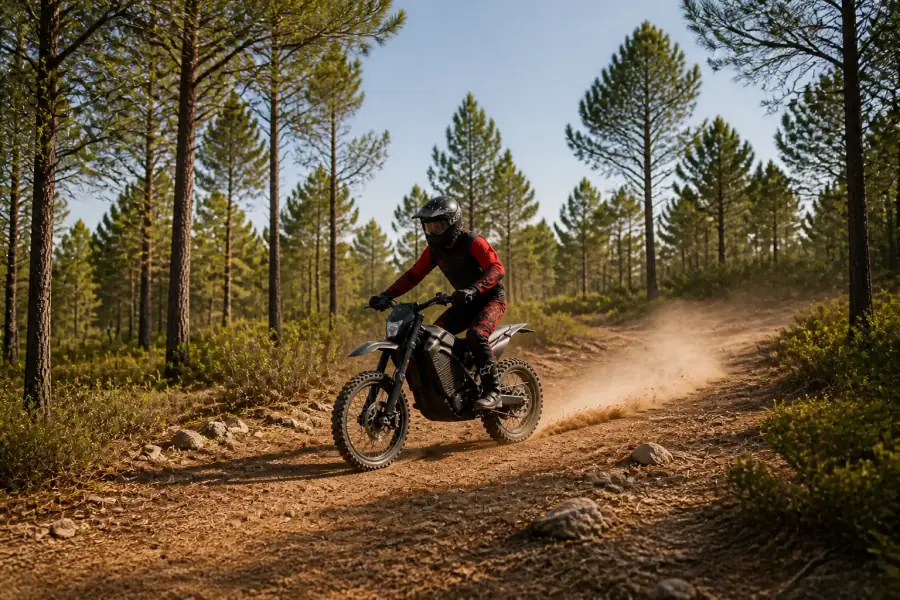 Mota elétrica de cross em percurso off-road